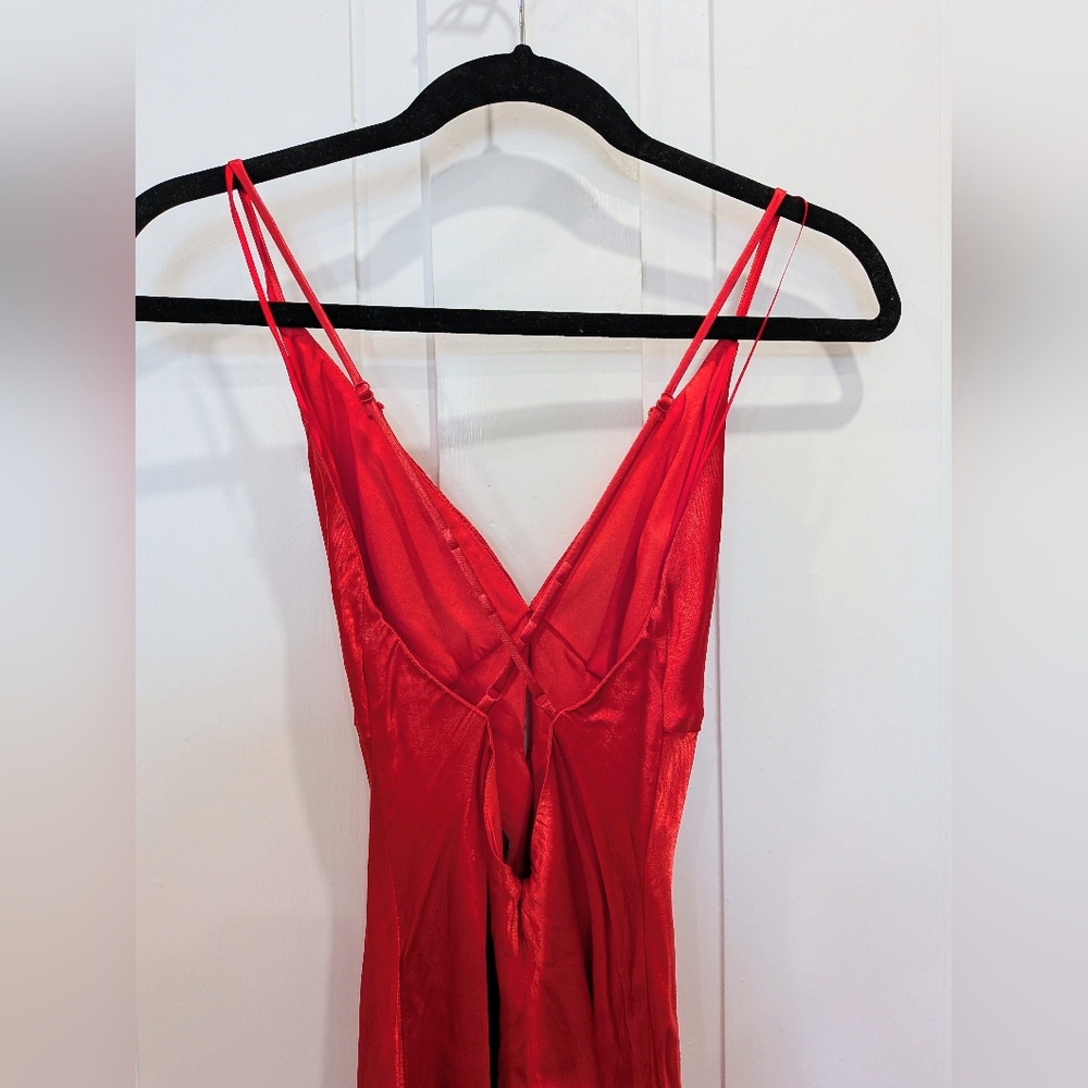 NWT Bardot Zuri Slip Hot Coral Red Maxi Gown Dress | Medium - Picture 4 of 7